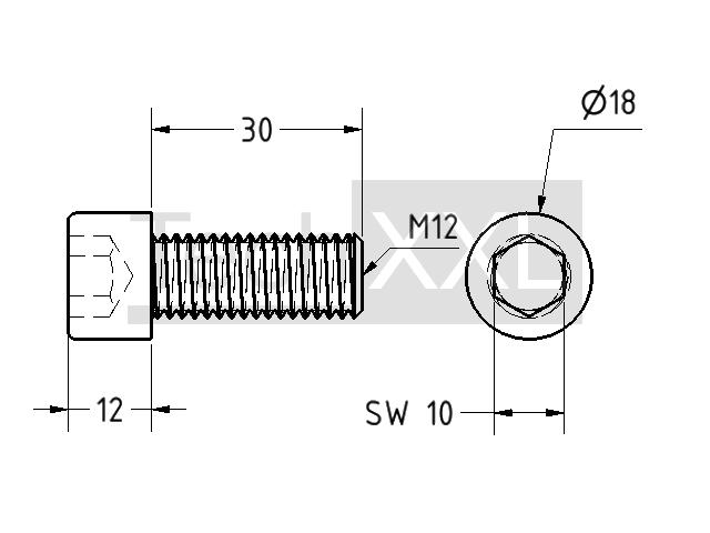 Zylinderkopfschraube DIN 912 M12x30 verzinkt wie HS208SIK1230