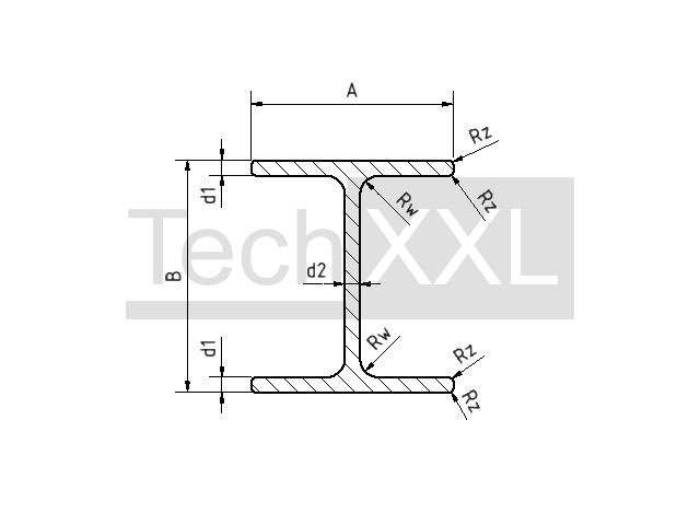HAluprofil 88x160 d1/d2 6,5/5 Rw/Rz8/1,5 wie HH300HP2