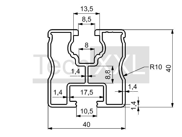 Solarschiene 40x40 2N180 N-I wie HSOP63